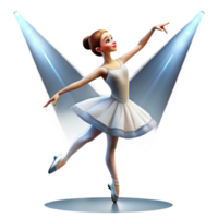 vibrant modern Portrait of a graceful ballerina in a flowing tutu, mid-leap, lit by stage spotlights, in an impressionistic style detailed png