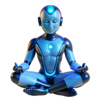 impressive rustic A cyborg with glowing blue circuitry visible beneath their synthetic skin, meditating in a dimly lit room, a sense of tranquility and inner peace genuine png