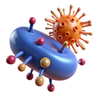 beautiful traditional A microscopic view of bacteria interacting with nanobots, scientific visualization style detailed png
