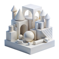 stunning classic Conceptual architectural model, abstract forms, geometric shapes, white material, minimalist design, studio lighting high quality png