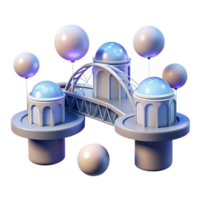 serene minimalist Floating orbs connected by bridges, futuristic architecture, minimalist design, ethereal lighting genuine png