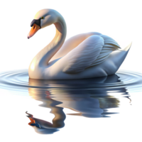 serene vintage A graceful swan gliding across a calm lake, with its reflection shimmering in the water, under a soft, morning light, in a serene, nature photography style original png