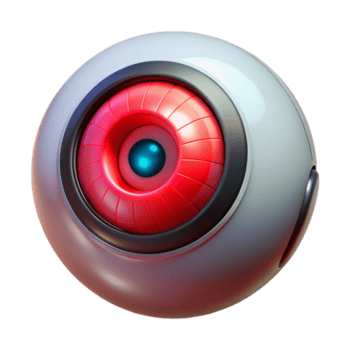 elegante minimalista uma biônico olho com brilhando vermelho íris, cyberpunk estilo Prêmio png