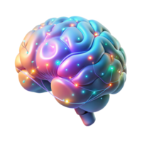 vibrant traditional A holographic projection of a human brain with neural networks firing, illuminated by pulsating, multi-colored lights. Neuroscience, data visualization style exclusive png