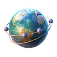 vibrant classic A holographic projection of the Earth, rotating slowly, with data streams flowing across its surface, illuminated by a dim, ambient light. Scientific illustration style high resolution png