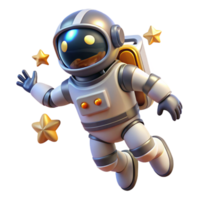 extraordinary traditional A robotic astronaut with a jetpack and reflective visor, floating in space, illuminated by the distant stars. Space art style genuine png