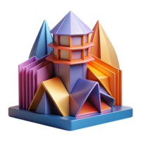 magnífico abstrato inspirado em origami prédio, guardada papel formulários, vibrante cores, abstrato arquitetura, digital arte, Prêmio png