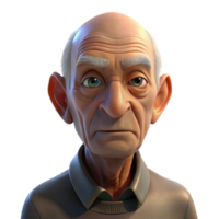 beautiful minimalist Close-up portrait of an elderly man with deep wrinkles and a weathered face, illuminated by a single spotlight from above, in a chiaroscuro style premium png