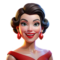 wonderful minimalist Portrait of a glamorous movie star with diamond earrings and a red lipstick smile, illuminated by Hollywood-style lighting, in a vintage glamour style detailed png