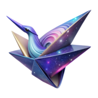 extraordinary modern A giant, origami crane folds itself out of a sheet of swirling galaxies. Abstract style, vibrant, cosmic lighting high resolution png