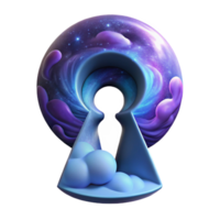 beautiful classic A giant keyhole in the sky revealing a swirling nebula. Fantasy art style authentic png