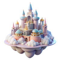 magnificent artistic Floating city in the clouds, ethereal architecture, pastel colors, dreamlike atmosphere, fantasy art, soft light professional png