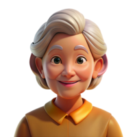 serene modern Portrait of a wise old woman with a kind smile, illuminated by the golden light of sunset, rendered in a warm, traditional painting style high quality png