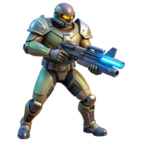 magnificent abstract A futuristic soldier in power armor, holding a plasma rifle, dramatic lighting, dynamic pose high resolution png