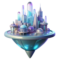 impressive artistic A futuristic floating city, bioluminescent structures, soft ethereal glow, cyberpunk aesthetic, low angle view high resolution png
