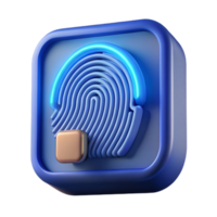serene modern A fingerprint scanner glowing with biometric data, security concept, close-up view, dark background professional png