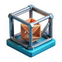 beautiful abstract A 3D printer creating a complex geometric shape, mid-print, studio lighting, futuristic style professional png