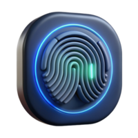 serene abstract A fingerprint scanner glowing with biometric data, security concept, close-up view, dark background authentic png