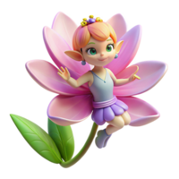 impressive rustic A mischievous pixie, with iridescent wings, hovering over a blooming flower, soft lighting, whimsical style genuine png