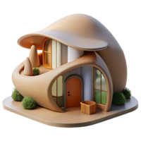 elegant minimalist Organic architecture house, flowing curves, natural materials, soft diffused lighting, warm style genuine png