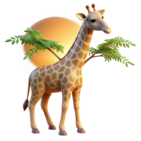 magnificent rustic A graceful giraffe reaching for acacia leaves, sunset lighting, impressionist style original png