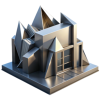 extraordinary contemporary Deconstructivist building, fragmented forms, sharp angles, metallic surfaces, dramatic shadows, abstract art 4K png