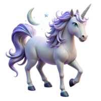 dramatic traditional A majestic unicorn with a mane of flowing stardust, illuminated by a moonbeam, in a romantic fantasy art style original png