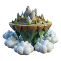 dramatic traditional A floating island amidst a sea of clouds, dreamlike setting, fantasy art detailed png