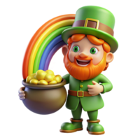 vibrant rustic A mischievous leprechaun, guarding a pot of gold at the end of a rainbow, vibrant colors, whimsical style exclusive png