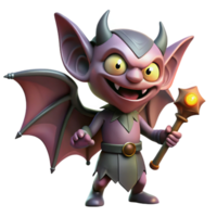 impressive rustic A mischievous imp with bat wings and a wicked grin, casting a mischievous spell, in a dark dungeon. Gothic horror style, low-key lighting premium png