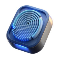 dramatic creative A fingerprint scanner glowing with biometric data, security concept, close-up view, dark background professional png