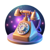 magnificent classic A vintage rotary telephone floating in zero gravity, surrounded by binary code, illuminated by a single spotlight, surrealism style 4K png