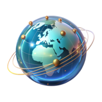 extraordinary abstract A holographic projection of the Earth, rotating slowly, with data streams flowing across its surface, illuminated by a dim, ambient light. Scientific illustration style genuine png