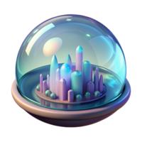elegant traditional A giant, iridescent bubble containing a miniature cityscape. Sci-fi style authentic png
