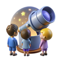 impressive traditional A group of children gazing up at the stars from a futuristic observatory. Wonder, inspiring, soft lighting genuine png