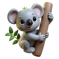 impressive classic A koala clinging to a eucalyptus tree, cute pose, Australian setting original png