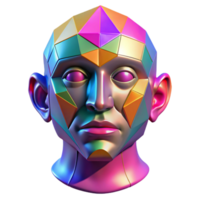 dramatic traditional A cascade of colorful geometric shapes forming a human face. Synthwave style exclusive png
