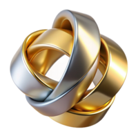 elegant traditional Intertwined metallic ribbons in shades of gold and silver, reflecting a warm, ambient light, rendered in a hyperrealistic style authentic png