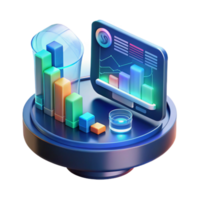 stunning traditional A floating AI interface displaying stock market data, holographic display, dynamic lighting, futuristic style high quality png