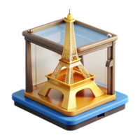 wonderful modern A 3D printer creating a miniature replica of the Eiffel Tower, layer by layer, time-lapse photography style high quality png