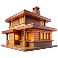 serene abstract Frank Lloyd Wright house, prairie style, horizontal lines, natural materials, integration with nature, warm light high quality png