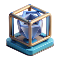 extraordinary vintage A 3D printer creating a complex geometric shape, mid-print, studio lighting, futuristic style professional png