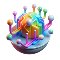stunning creative A stylized representation of a digital world, composed of pixels and glowing data streams, lit by a vibrant, rainbow-colored light. Abstract style exclusive png