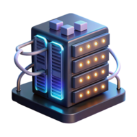 wonderful contemporary A futuristic server rack with glowing cables and data streams, data center environment, dark, moody lighting high quality png