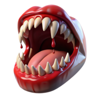 elegant abstract A close-up of a screaming mouth filled with razor-sharp teeth, lit by a strobe light, with blood dripping from the lips. Extreme horror style authentic png
