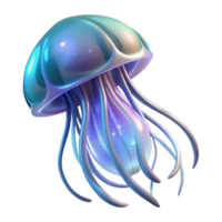 extraordinary creative A delicate jellyfish pulsating with bioluminescent light, deep blue background, ethereal, abstract art style, 4K png