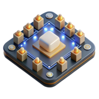 beautiful minimalist A circuit board with glowing components, intricate details, close-up view, realistic style 4K png