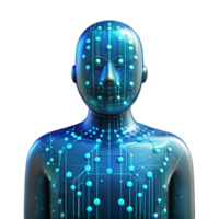 impressive contemporary A human silhouette filled with digital code and data streams, futuristic concept, neon lighting authentic png