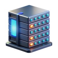 dramatic artistic A highly detailed rendering of a server rack, blinking lights and intricate wiring visible, lit by a cool, data center light. Photorealistic style professional png
