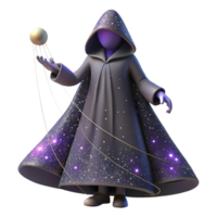serene classic A solitary figure cloaked in shadows, manipulating strings of starlight, under a celestial nebula, in a dreamlike surrealism style high quality png